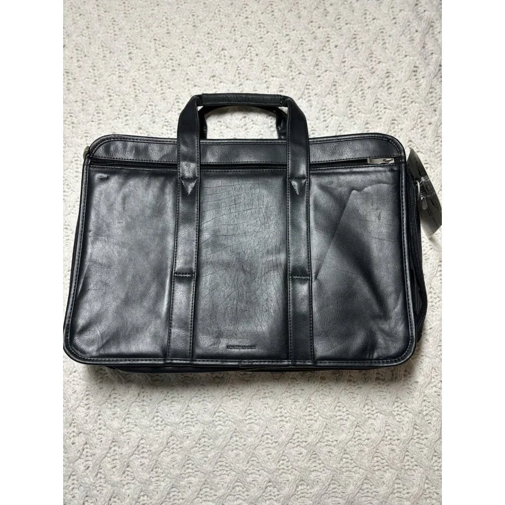 Leather‎ attache briefcase Expandable messenger bag with handle & shoulder strap